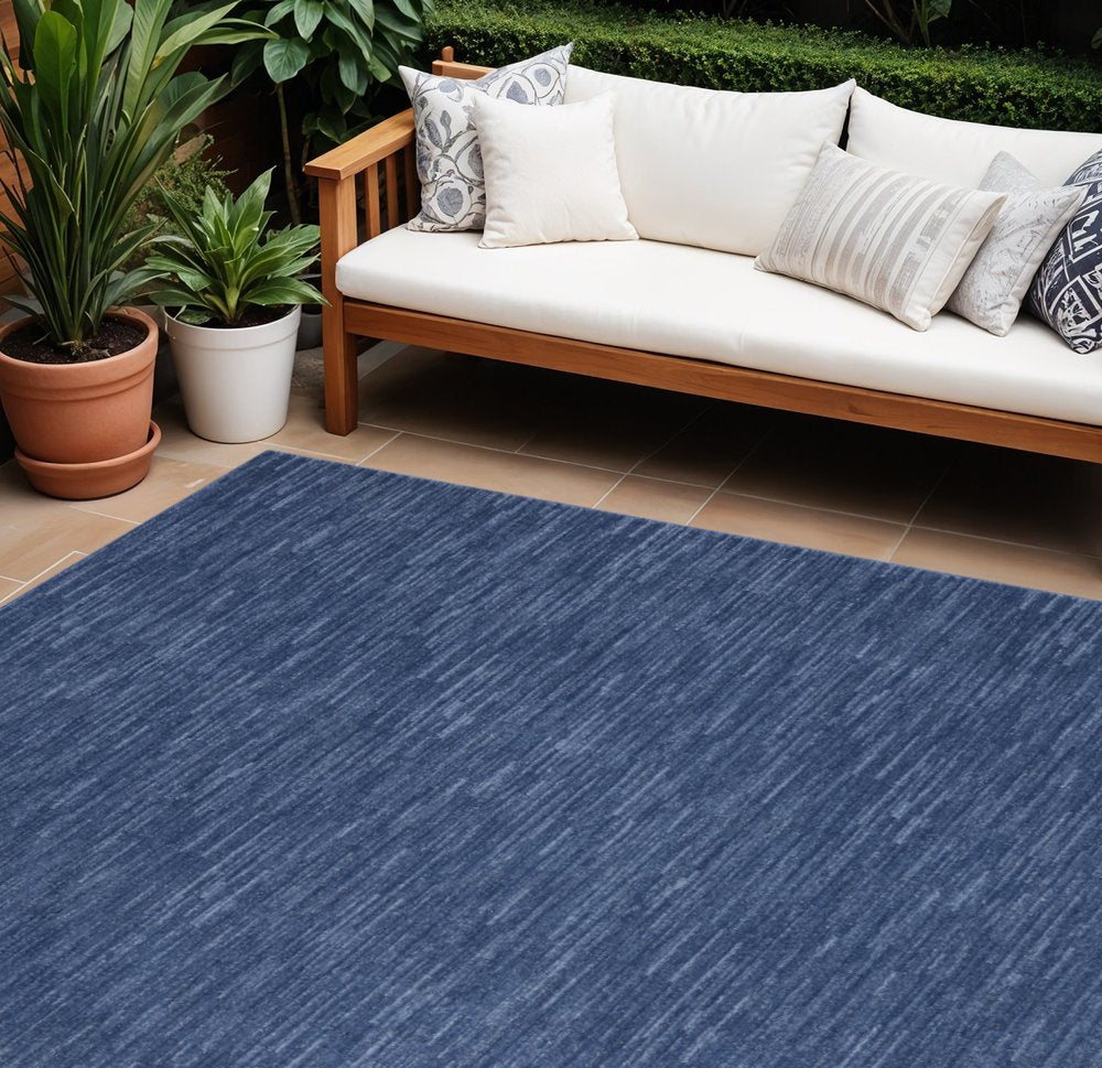 8' X 11' Navy Blue Indoor Outdoor Area Rug