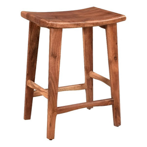 26" Brown Solid Wood Backless Bar Chair