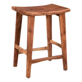 26" Brown Solid Wood Backless Bar Chair