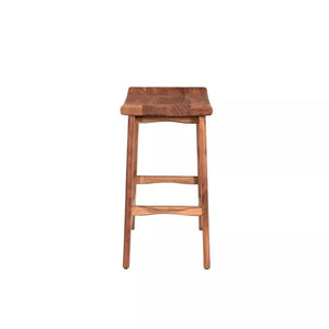 26" Brown Solid Wood Backless Bar Chair