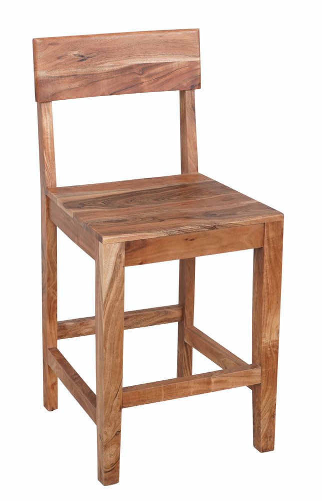 18" Brown Solid Wood Counter Height Bar Chair
