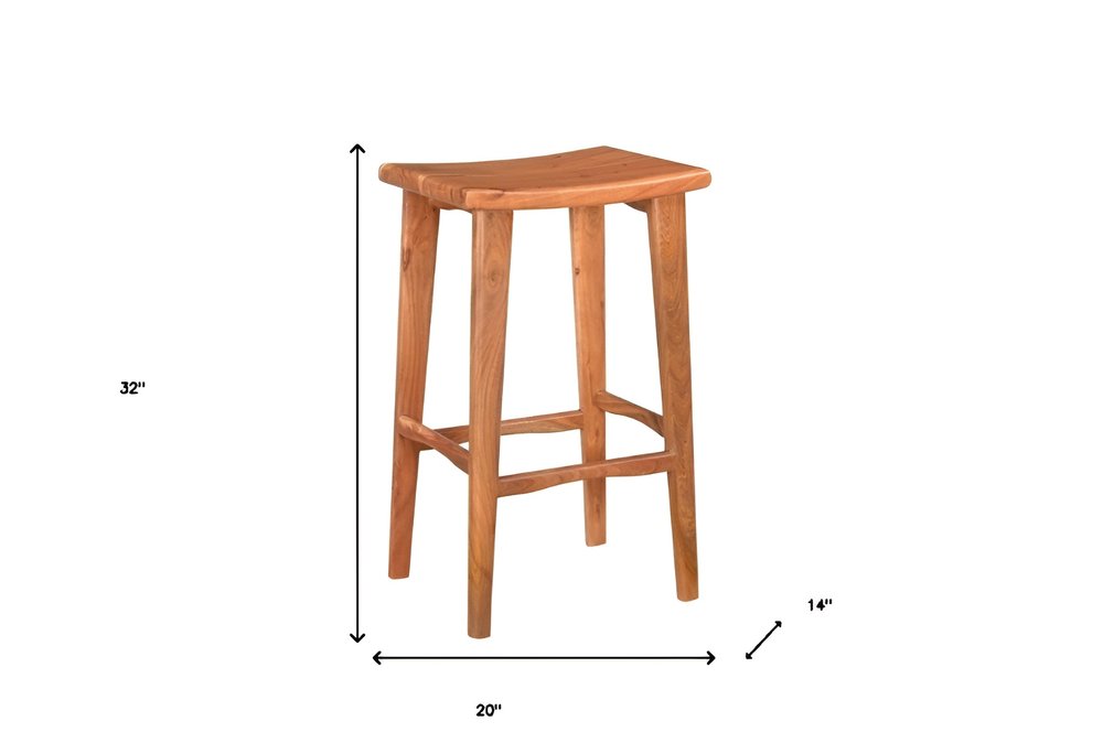 32" Brown Solid Wood Backless Counter Height Bar Chair