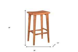 32" Brown Solid Wood Backless Counter Height Bar Chair