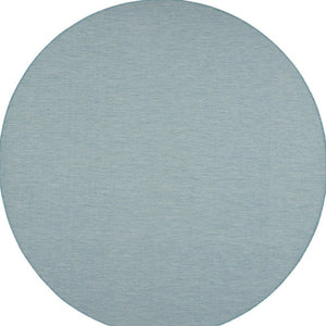 8' Aqua Round Power Loom Area Rug
