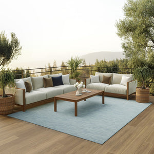 6' X 9' Aqua Indoor Outdoor Area Rug