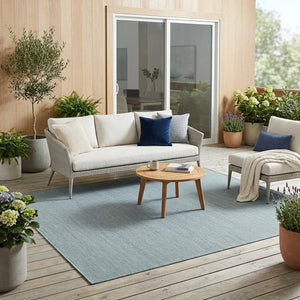 5' X 7' Aqua Indoor Outdoor Area Rug