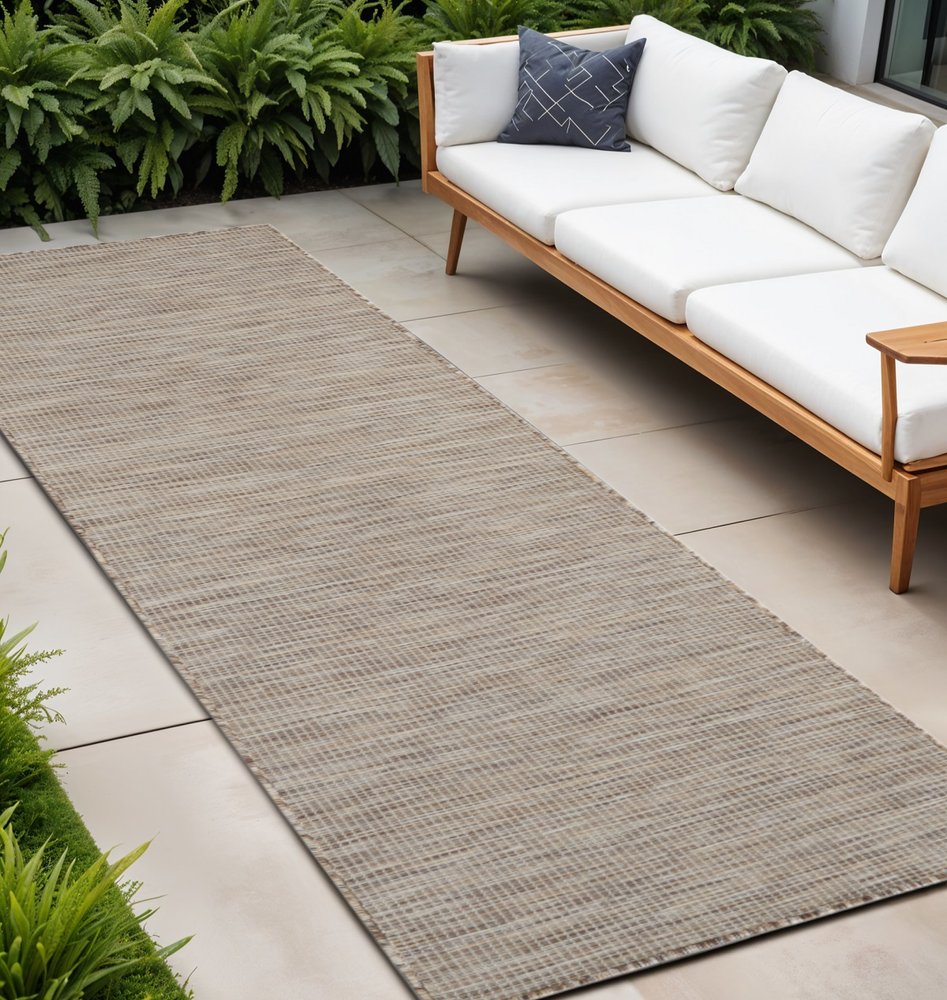 8' Beige Power Loom Runner Rug