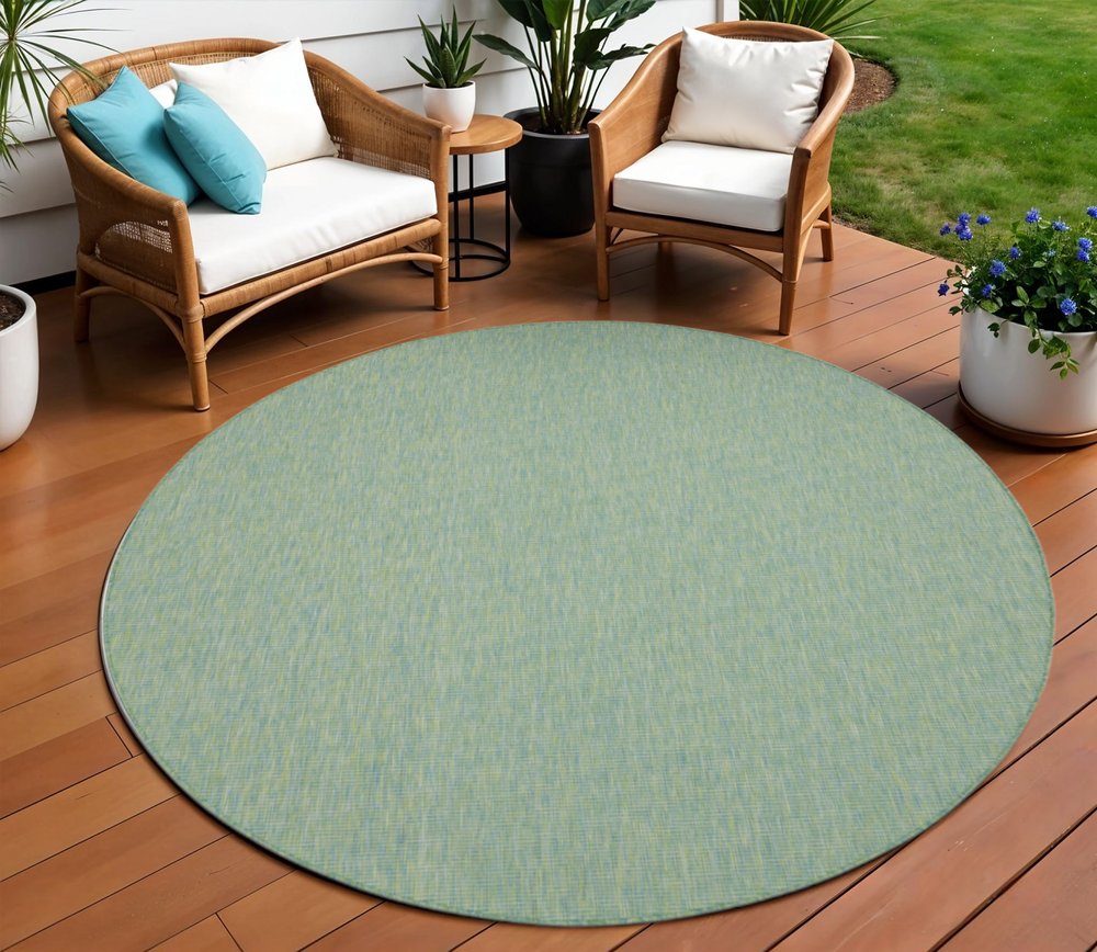 8' Blue Round Indoor Outdoor Area Rug
