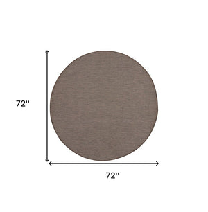 6' Brown Round Power Loom Area Rug