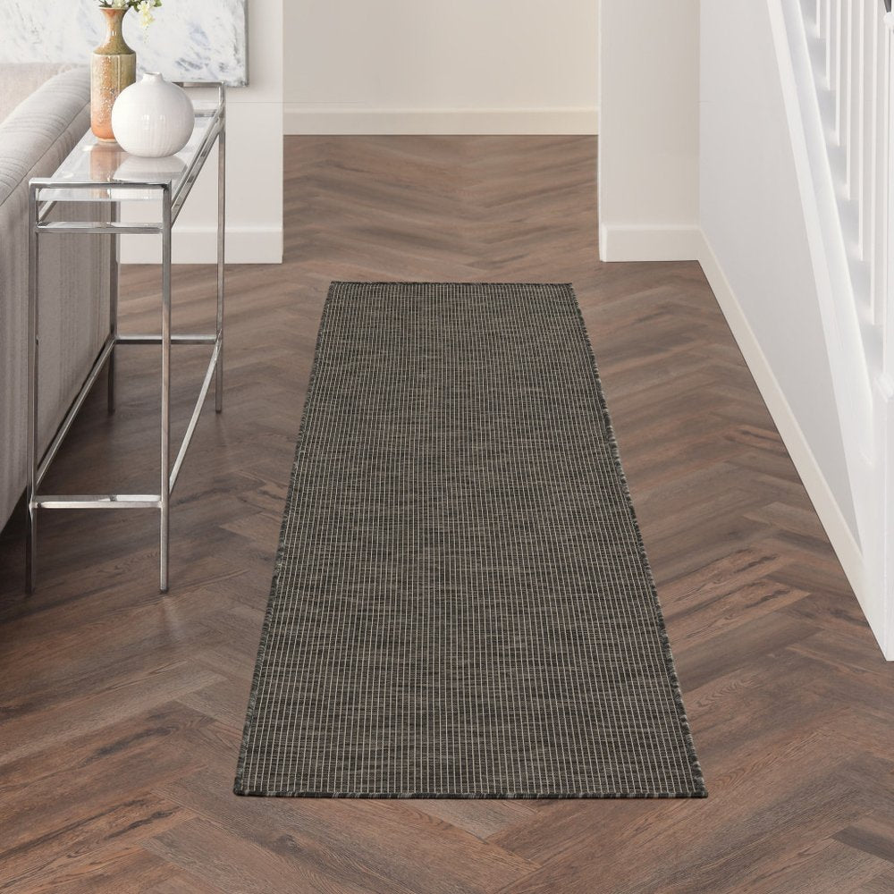 8' Charcoal Indoor Outdoor Runner Rug