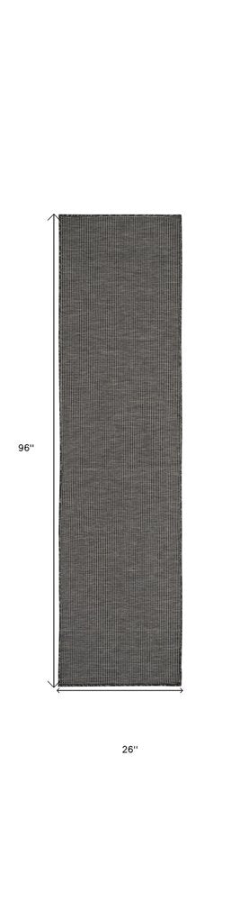 8' Charcoal Indoor Outdoor Runner Rug