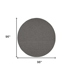 8' Charcoal Round Power Loom Area Rug