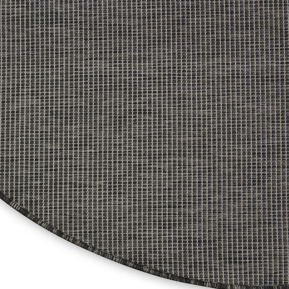 8' Charcoal Round Power Loom Area Rug