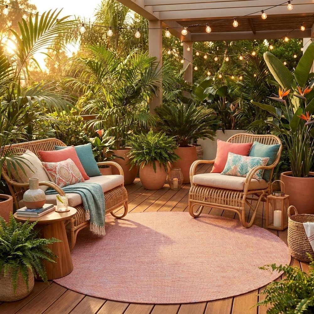 8' Rainbow Round Indoor Outdoor Area Rug