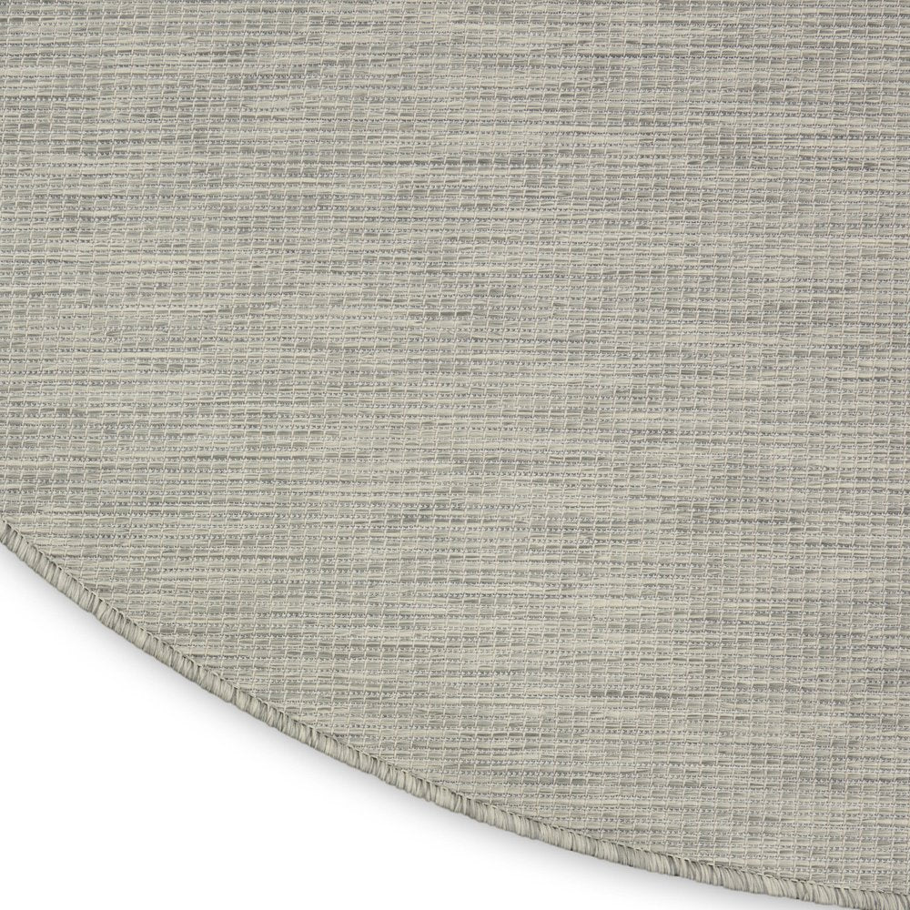 8' Gray Round Power Loom Area Rug