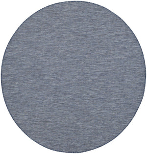 6' Navy Blue Round Power Loom Area Rug