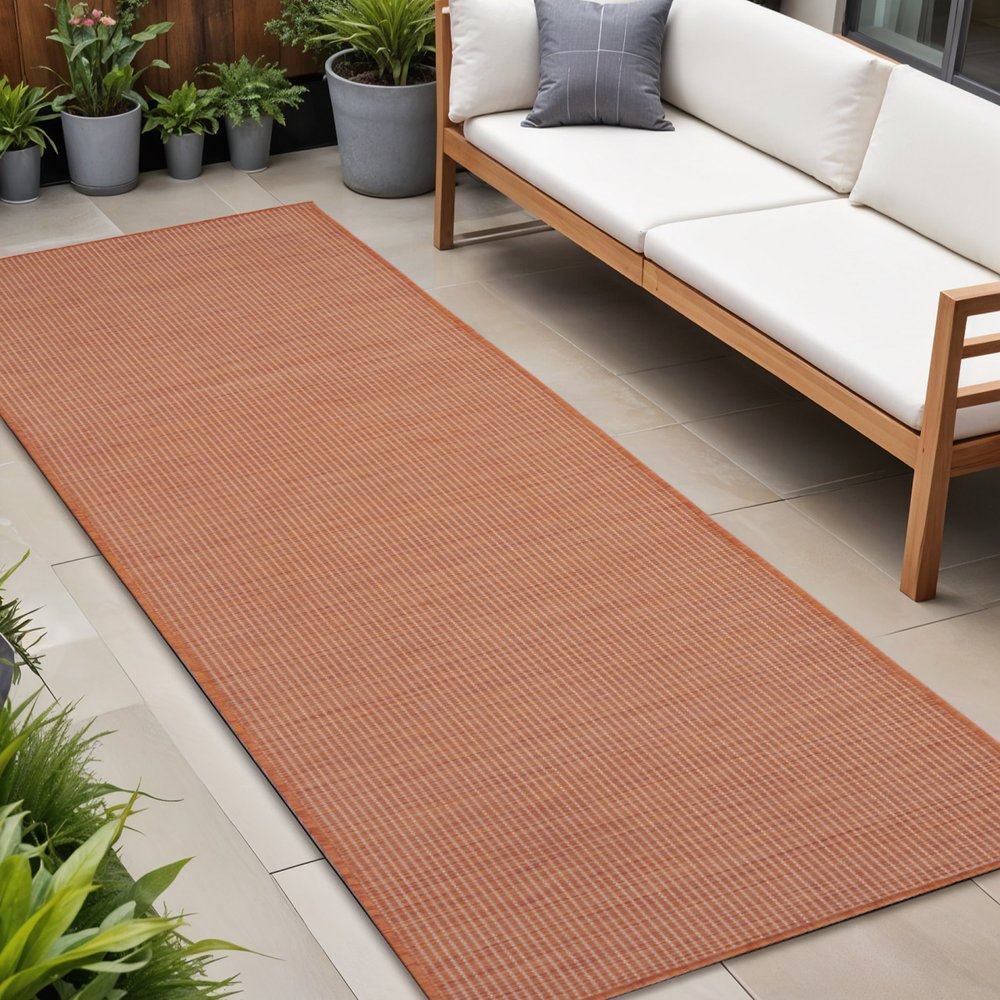 8' Rust Indoor Outdoor Runner Rug