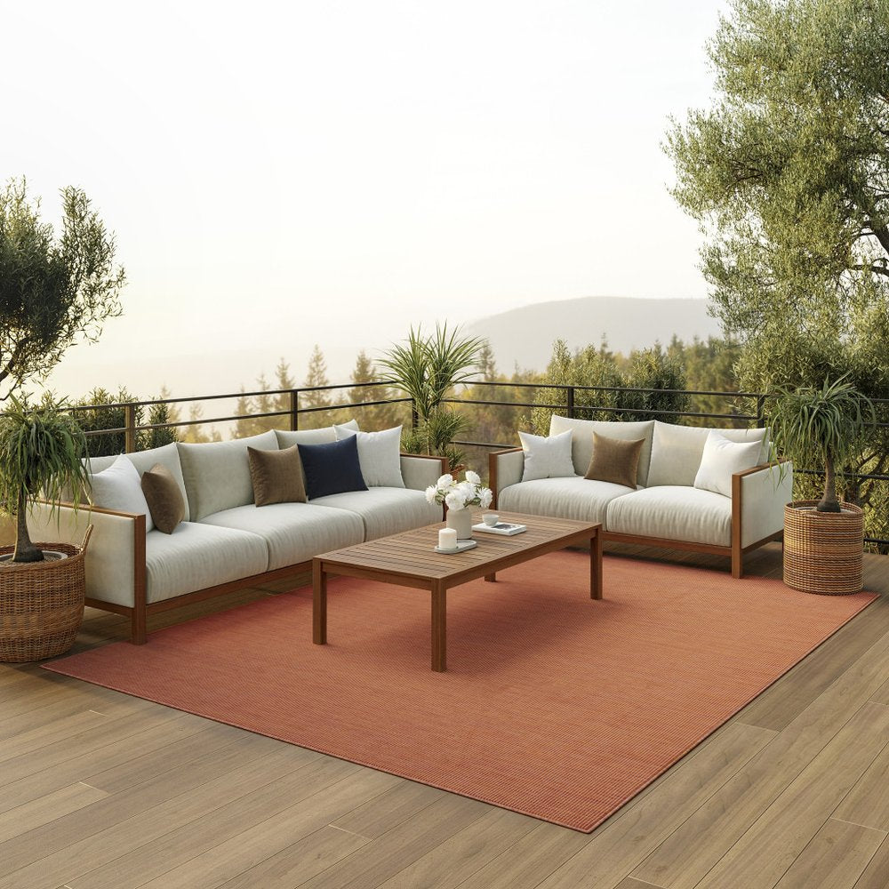 7' X 10' Terracotta Indoor Outdoor Area Rug