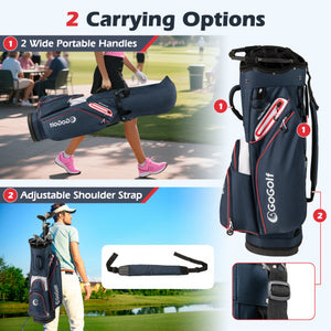 Golf Cart Bag Lightweight Portable Golf Club Organizer Bag-Navy