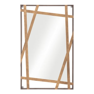 32" Gold And Black Steel Framed Accent Mirror
