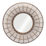32" Brown Round Accent Mirror