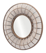32" Brown Round Accent Mirror