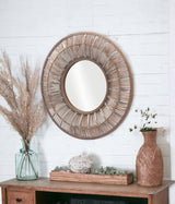 32" Brown Round Accent Mirror