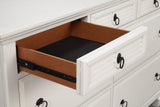 62" White Solid Wood Seven Drawer Double Dresser