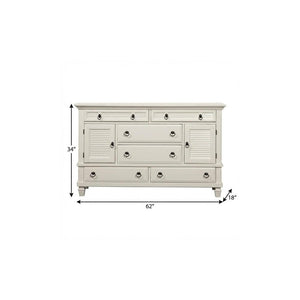 62" White Solid Wood Six Drawer Double Dresser