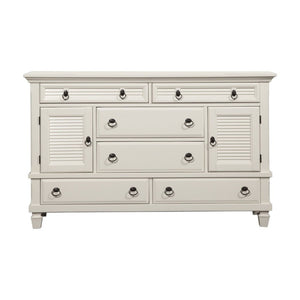 62" White Solid Wood Six Drawer Double Dresser