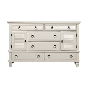 62" White Solid Wood Six Drawer Double Dresser