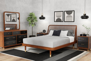 62" Brown And Black Solid Wood Seven Drawer Double Dresser