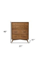 38" Brown Solid Wood Four Drawer Chest