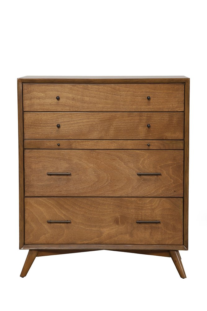 38" Brown Solid Wood Four Drawer Dresser