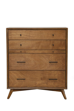 38" Brown Solid Wood Four Drawer Dresser