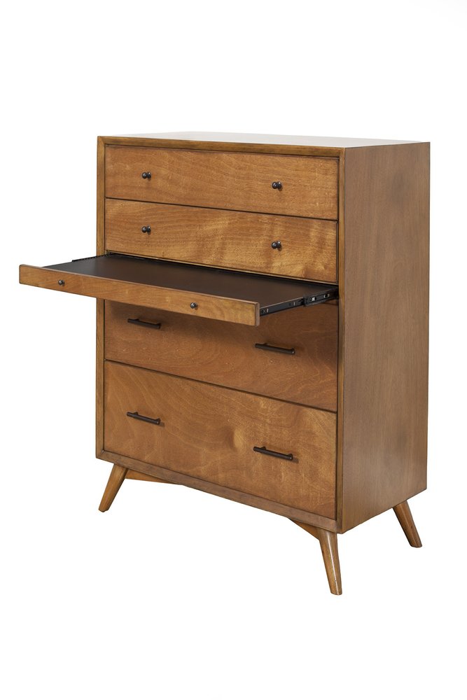 38" Brown Solid Wood Four Drawer Dresser