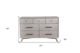 59" Gray Solid Wood Seven Drawer Double Dresser