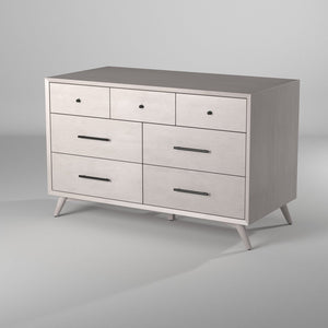 56" Gray Solid Wood Seven Drawer Double Dresser