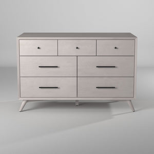 56" Gray Solid Wood Seven Drawer Double Dresser