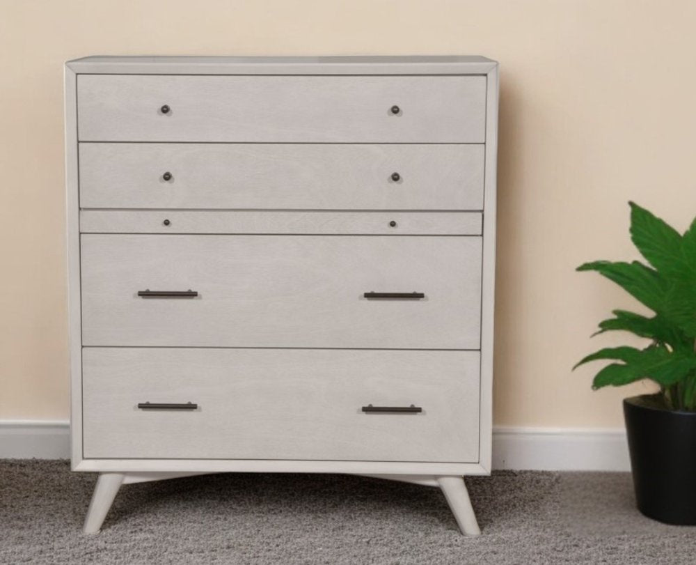 38" Gray Solid Wood Four Drawer Chest