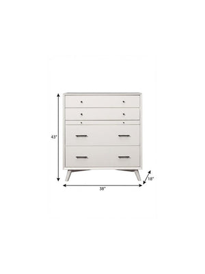 38" White Solid Wood Four Drawer Chest