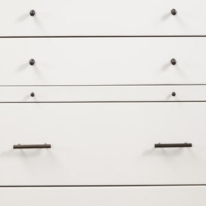 38" Brown and White Solid Wood Four Drawer Chest