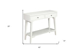 42" White Solid Wood Console Table With Shelves And Drawers