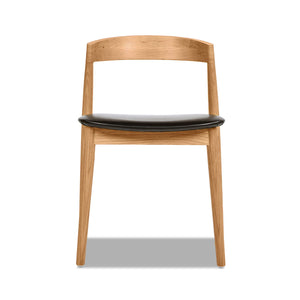 Raven - Stacking Sculpted Oak Dining Chair - Warm Natural Brown / Black by Couch.com