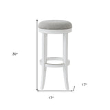30" Gray And Antiqued White Solid Wood Swivel Backless Bar Height Bar Chair