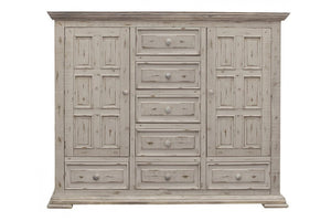 64" White Solid Wood Seven Drawer Gentlemens Chest