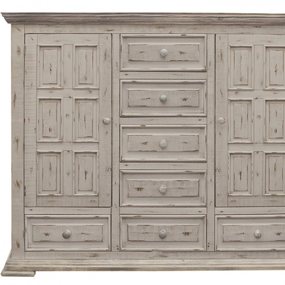 64" White Solid Wood Seven Drawer Gentlemens Chest