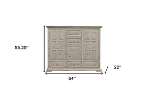 64" White Solid Wood Seven Drawer Gentlemens Chest