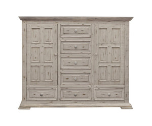 64" White Solid Wood Seven Drawer Gentlemans Chest