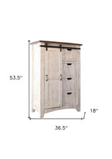 54" Brown And White Solid Wood Four Drawer Combo Dresser